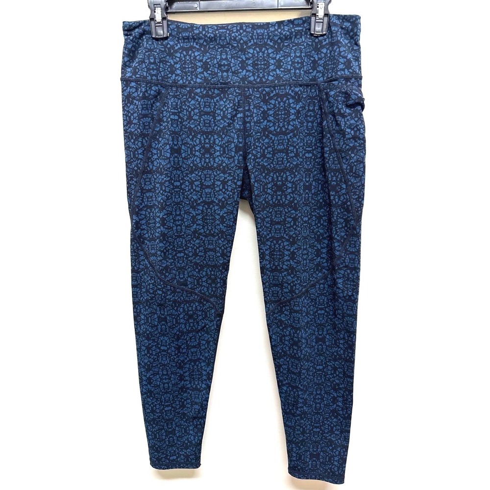 Sweaty Betty The Power Leggings Women Large 7/8 Blue Sporty Active Yoga